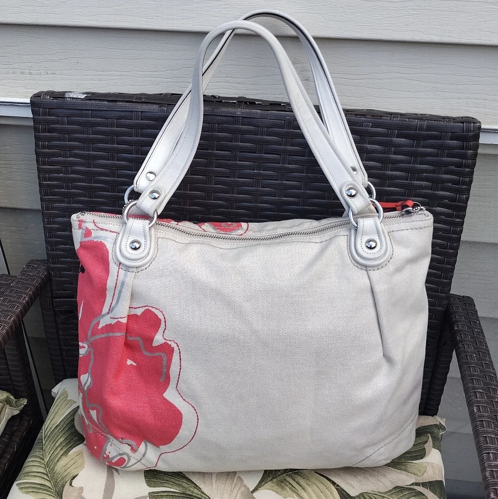 Coach Poppy Placed Flower Glam Sequin Tote